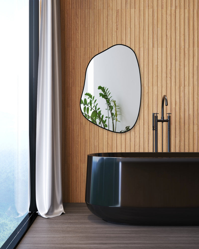 Asymmetrical Mirror, Luxury Decorative Irregular Mirror, 28x20 Black