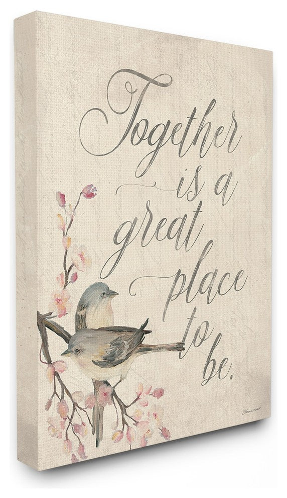 Together is a Great Place Floral Birds Painting Canvas Wall Art, 24"x30"