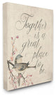 Together is a Great Place Floral Birds Painting Canvas Wall Art, 24"x30"