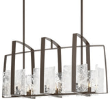 Arc Linear Pendant, Bronze, White Swirl Glass