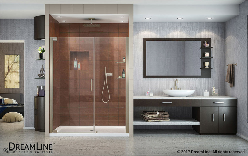 DreamLine Elegance 49.25"-51.25" Frameless Pivot Shower Door, Brushed Nickel