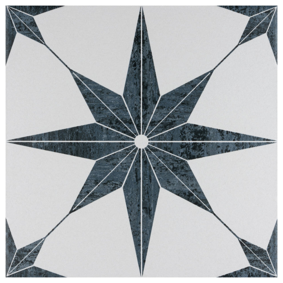 Cassis Stella Porcelain Floor and Wall Tile, Black