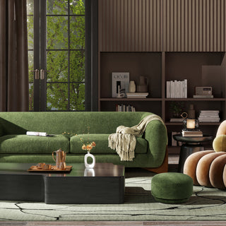 Alpine 90.5" Sherpa Sofa, Moss Green Fleeced Teddy