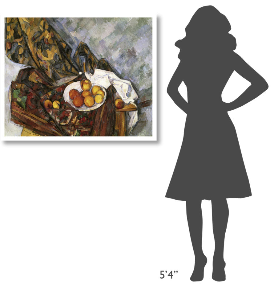 "Still Life with Floral Curtain" Digital Paper Print by Paul Cezanne, 38"x31"