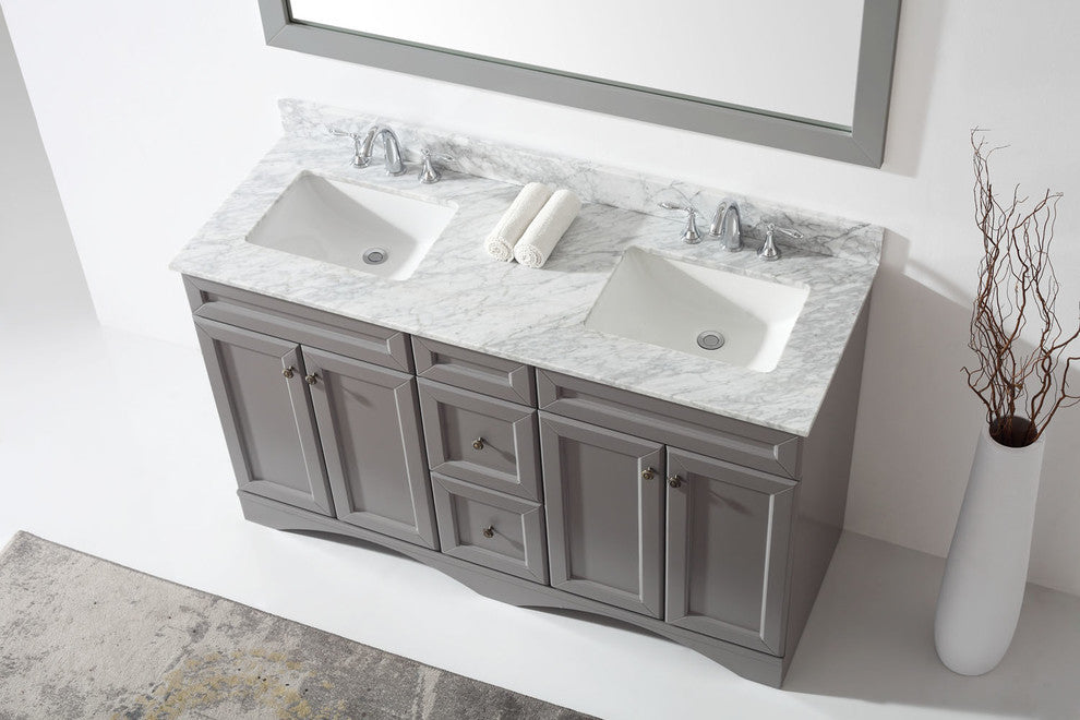 Talisa 60" Double Bathroom Vanity Cabinet, Gray