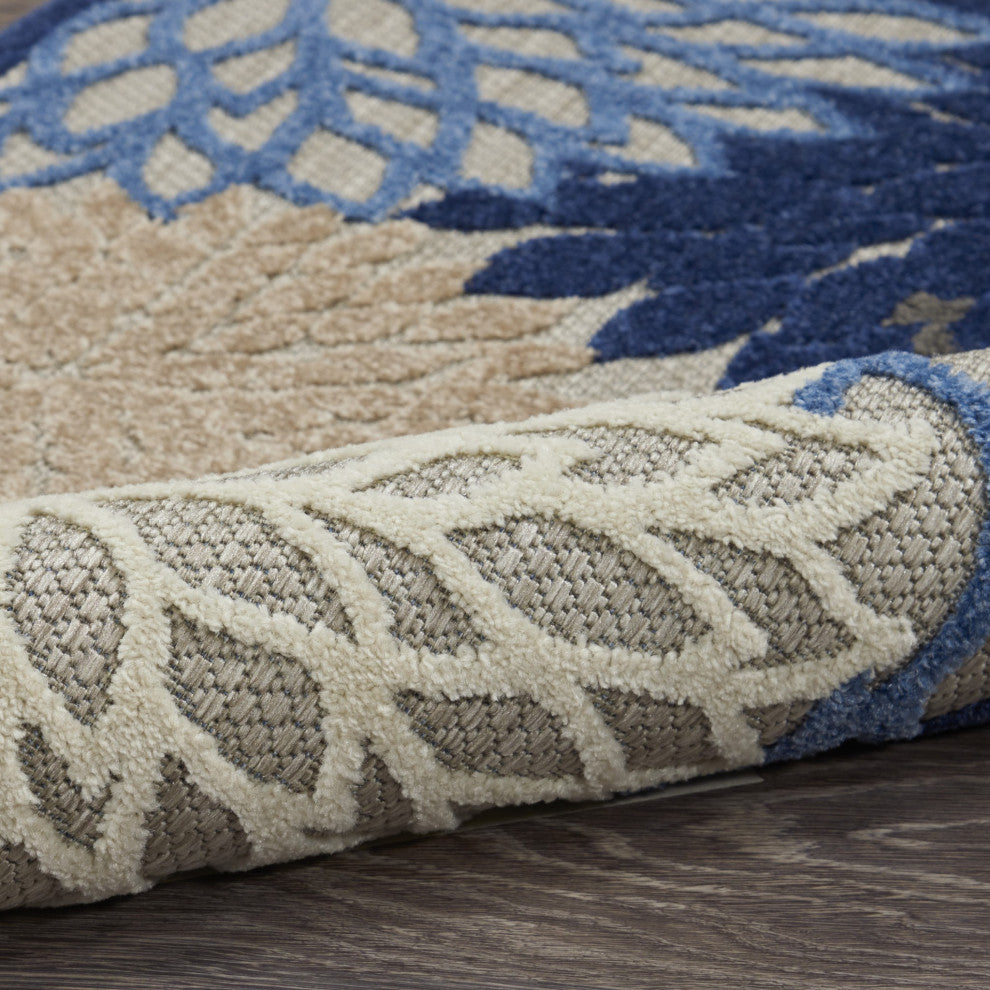 6 x 9 Blue Large Floral Indoor Outdoor Area Rug