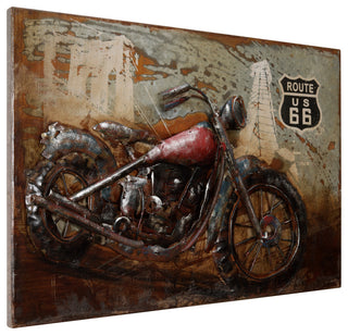 "Motorcycle" Wall Art Mixed Media Iron Hand Painted Dimensional Wall Sculpture