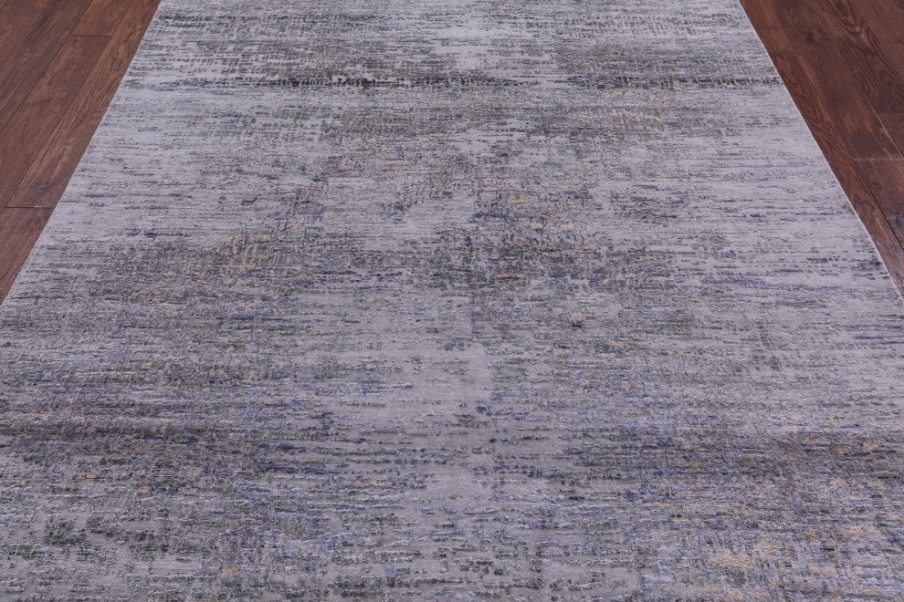 6' 1" X 8' 11" Handmade Abstract Wool and Silk Rug Q8717