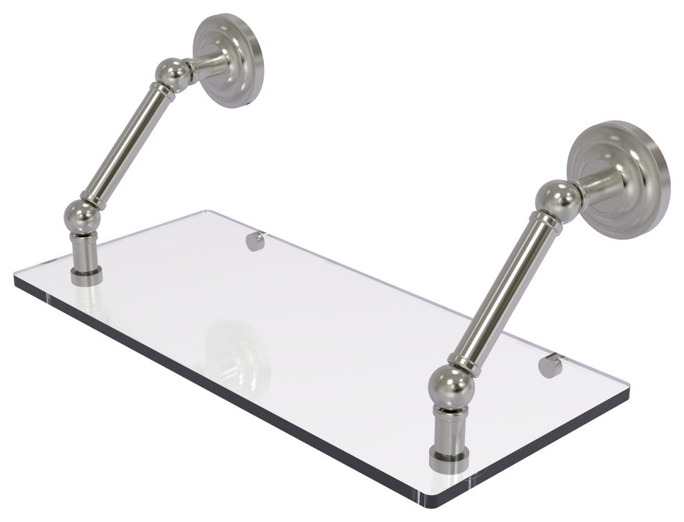 Prestige Que New 18" Floating Glass Shelf, Satin Nickel