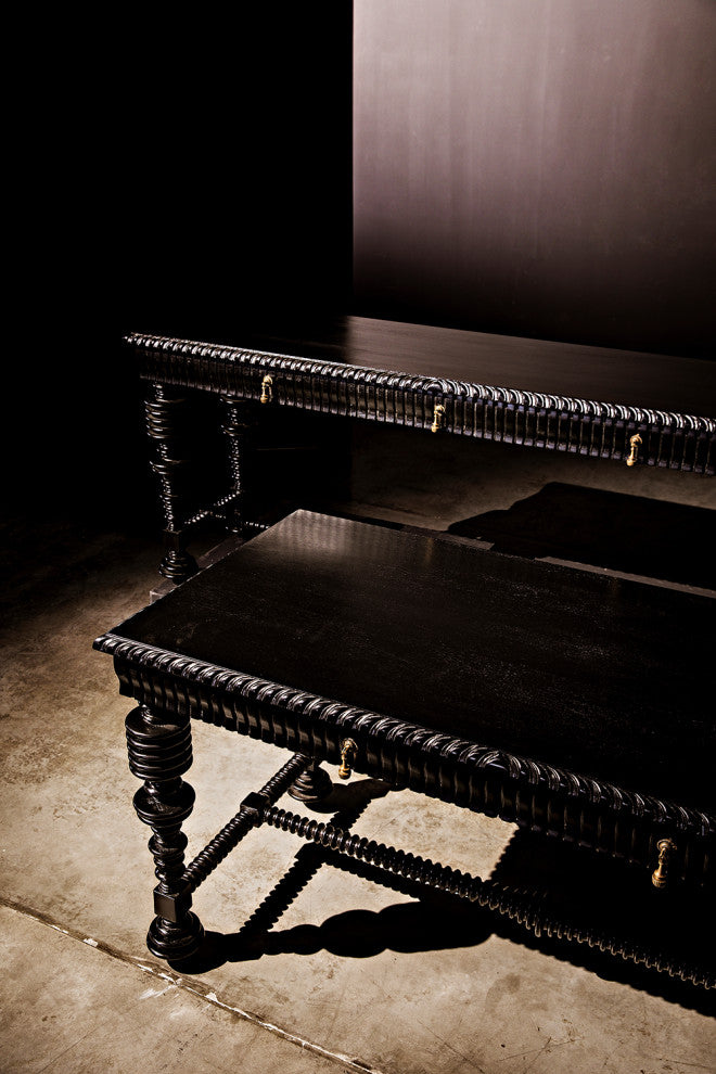 Portuguese Desk, Small, 60", Hand Rubbed Black