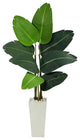 4.5' Travelers Palm Artificial Tree, White Planter