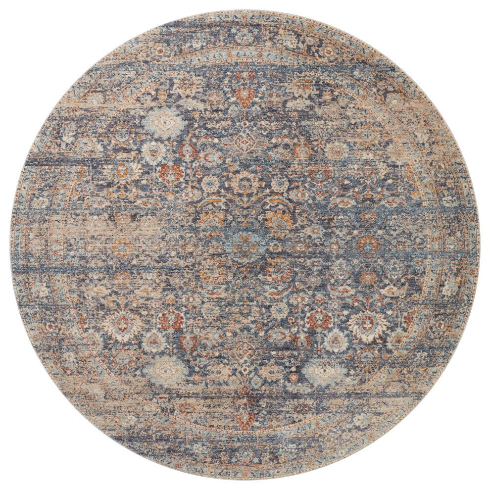 Angela Rose x Loloi Blake Navy / Multi 5''-3" x 5''-3" Round Area Rug