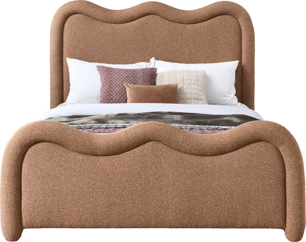Gavin Upholstered Bed, Cognac, King, Chenille Fabric