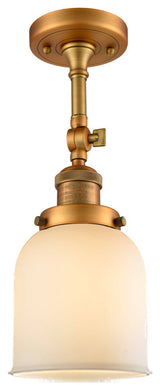 Small Bell 5" Semi-Flush Mount, Brushed Brass, Glass: Matte White Cased