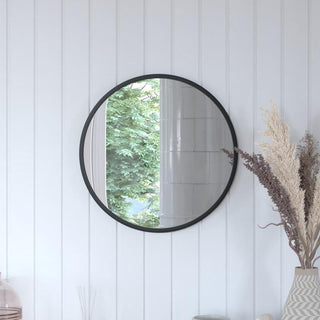Julianne Round Metal Framed Wall Mirror, Black, 20"