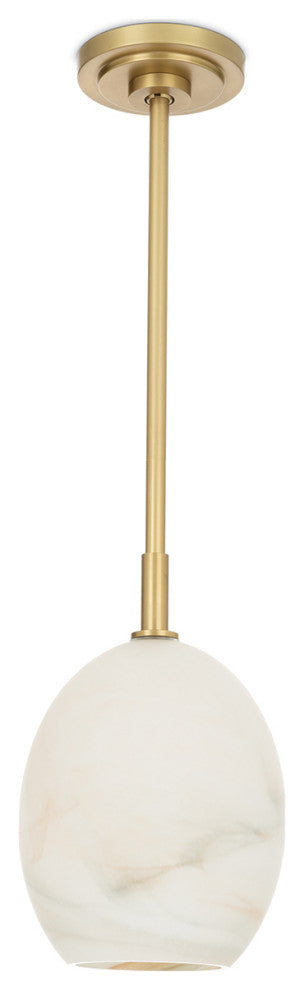 Artemis Pendant Single, Natural Brass With Alabaster Glass