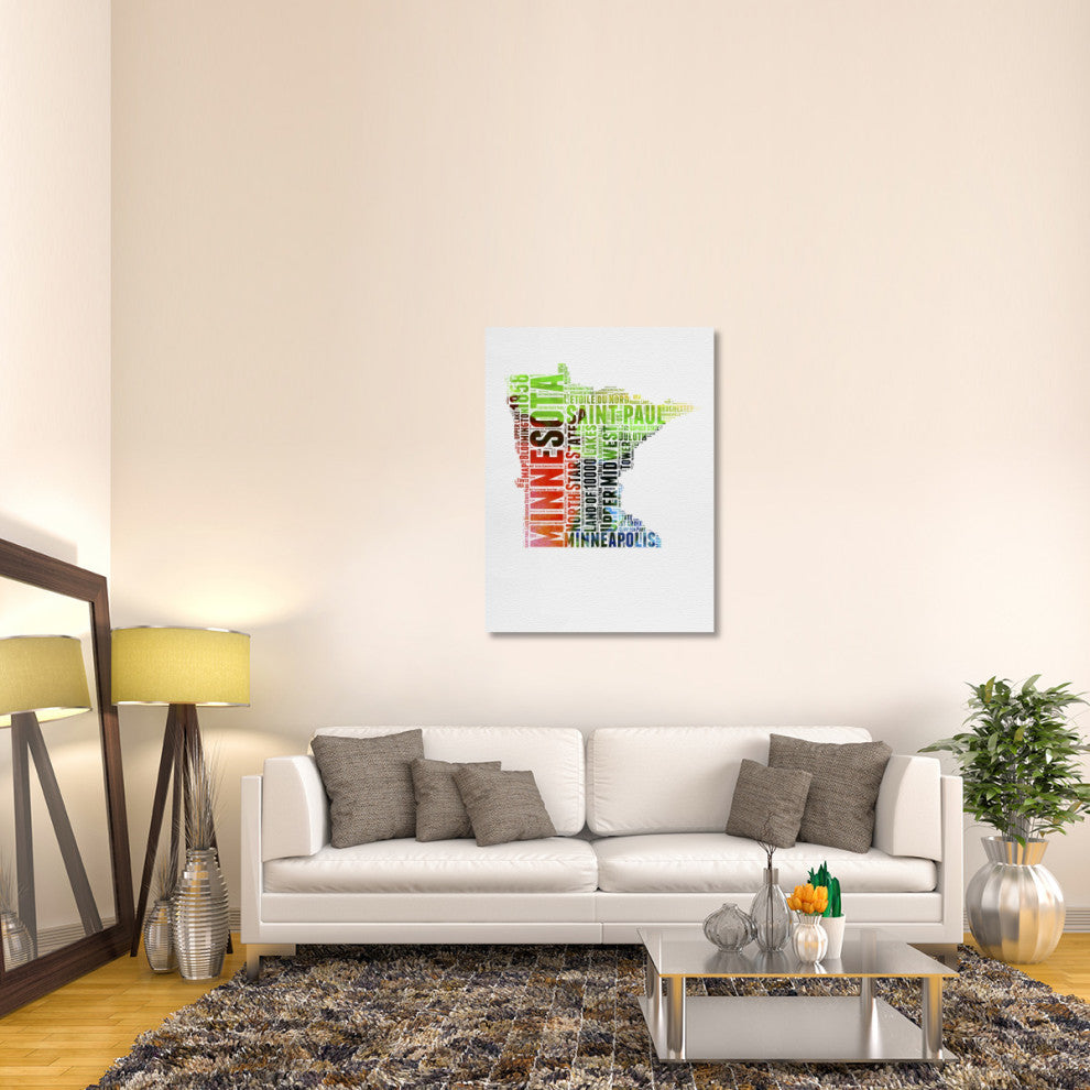 "Minnesota Watercolor Word Cloud" Fine Art Print
