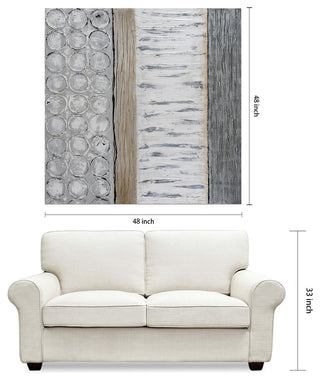 Peaceful Grey Textured Metallic Hand Painted Abstract Wall Art 48x48