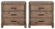 Home Square 2 Drawer Wood Nightstand in Weathered Gray - Set of 2