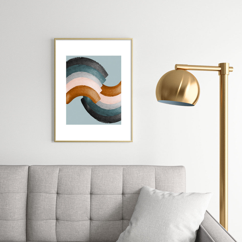 Gale Switzer Brushstroke rainbows teal Metal Framed Art Print