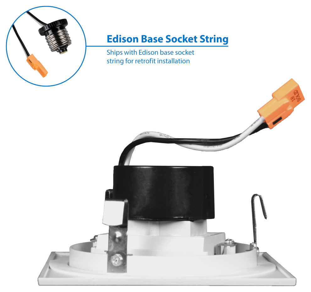 4" White Square Multi-Adjustable Recessed LED Downlight, 2700k