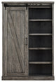 Avondale Barn Door Bookcase Wood Shelving Fully Assembled Gray