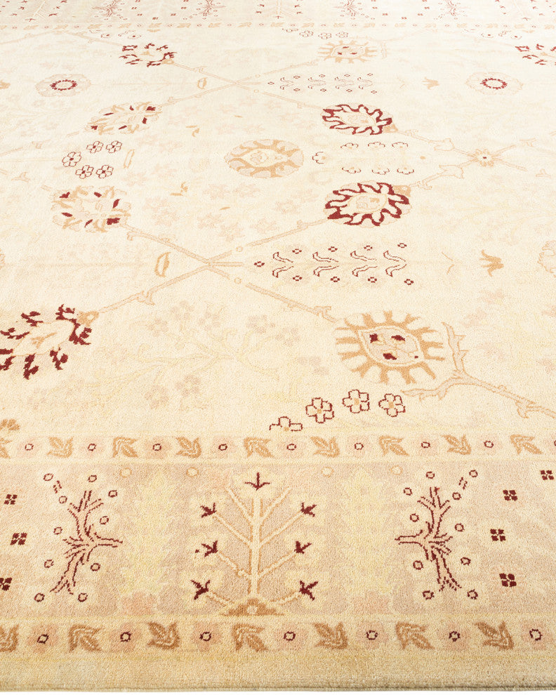 Eclectic, One-of-a-Kind Hand-Knotted Area Rug Ivory, 9' 0 x 11' 10