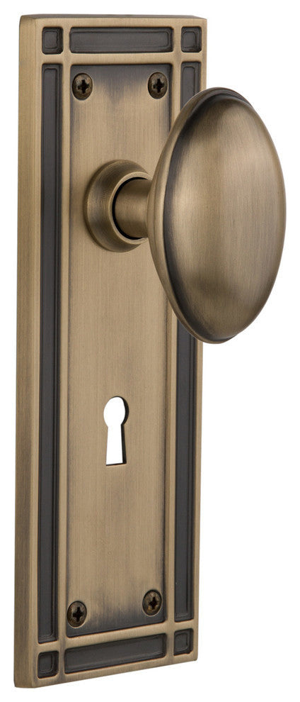 Double Dummy Set With Keyhole, Mission Plate With Homestead Knob, Antique Brass