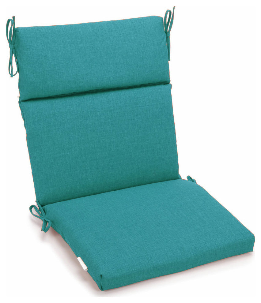 22"X45" Spun Polyester Solid Outdoor Squared Seat/ Back Chair Cushion, Aqua Blue