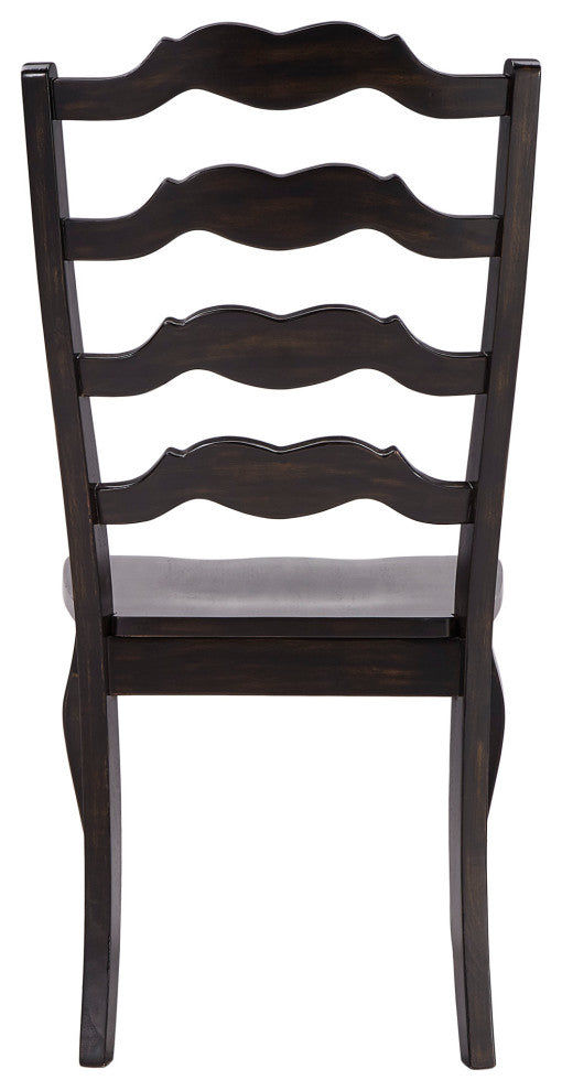 Arbor Hill French Ladder Back Wood Dining Chair, Set of 2, Antique Black