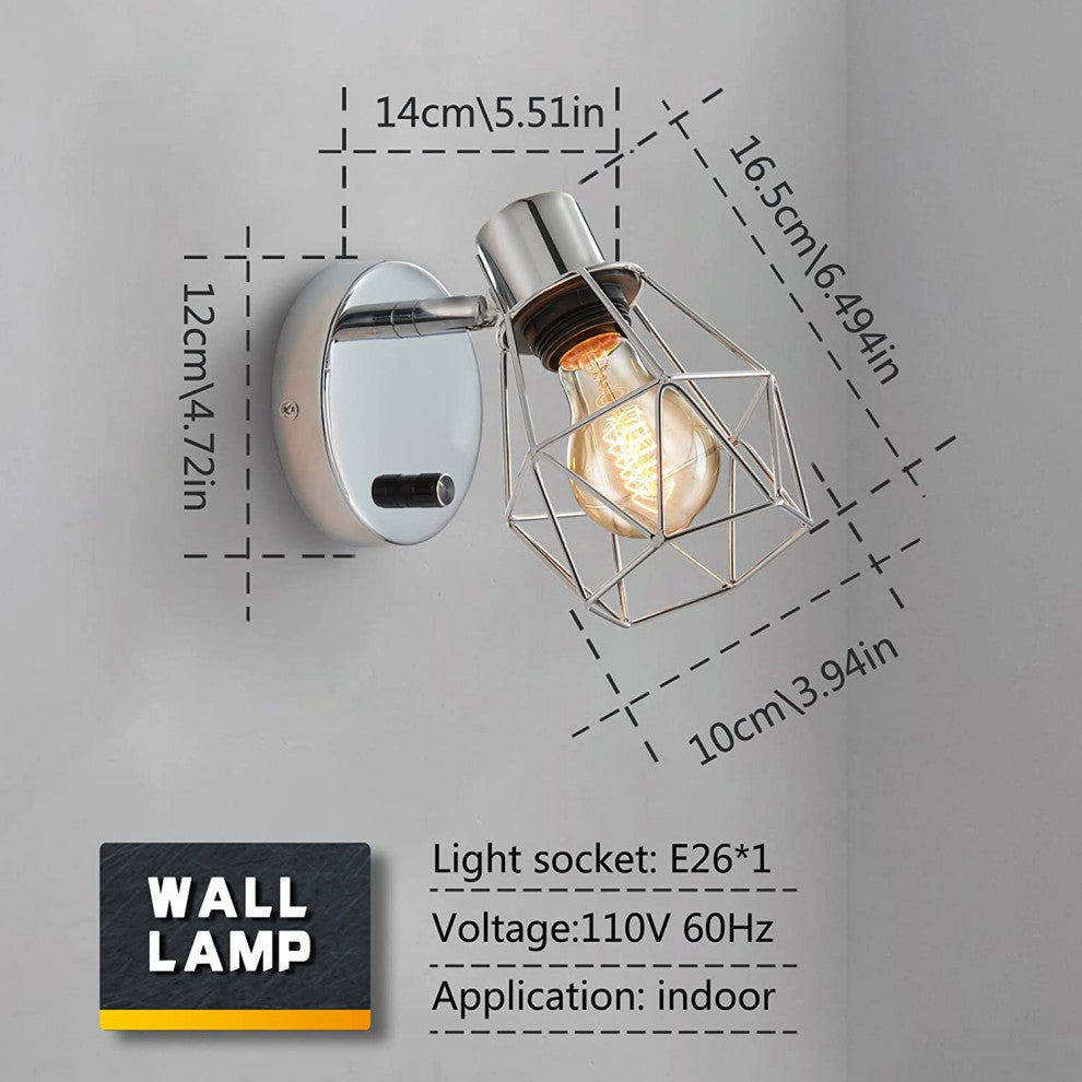 Black Wall Lights Industrial Farmhouse Adjustable Head Vintage Cage Wall Mount