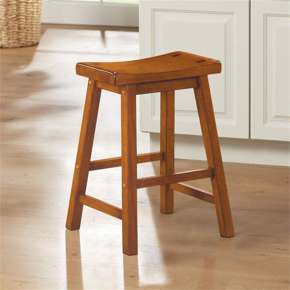 Lexicon Saddleback 24" Solid Wood Counter Stool in Oak (Set of 2)