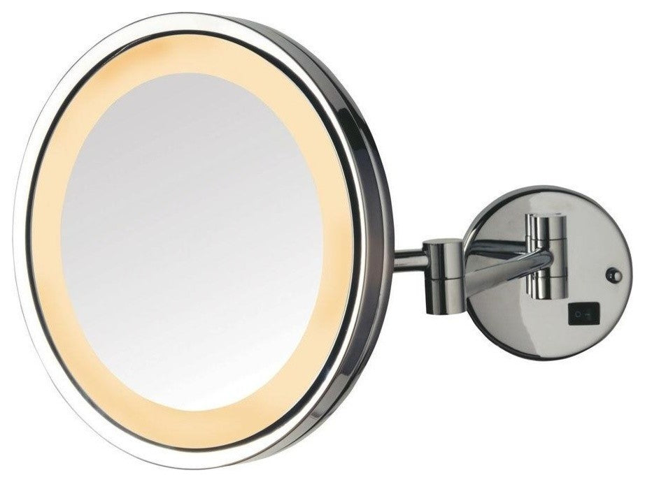 Jerdon HL1016CL 9.5-Inch LED Halo Lighted Wall Mount Mirror w/ 5x Magnification