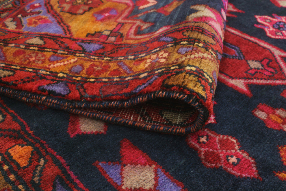 Fine Vintage Distressed Dream Navy/Brown Runner, 3'10x11'8