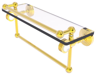 Pacific Grove 16" Dotted Glass Shelf and Towel Bar, Polished Brass