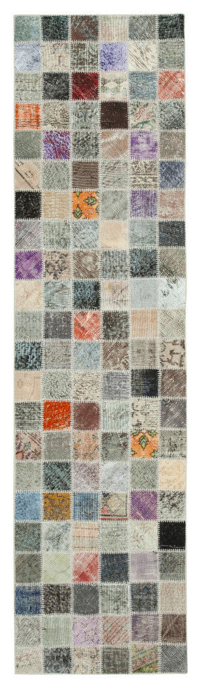 Rug N Carpet - Hand-Knotted Anatolian 2' 10" x 10' 7" Wool Patchwork Runner Rug