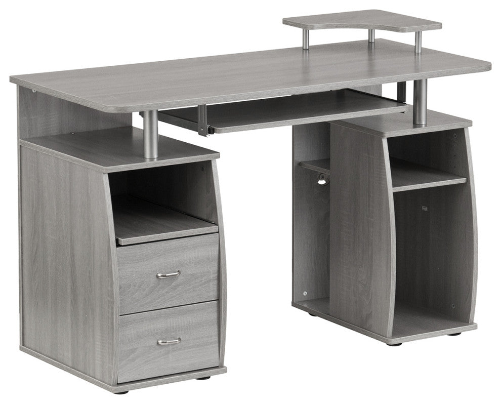 Techni Mobili Complete Computer Workstation Desk With Storage, Grey