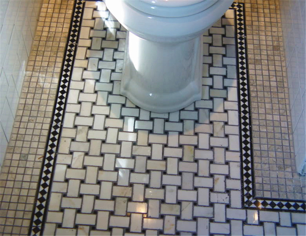 Crema Marfil Marble 1" Grid Square Mosaic Bathroom Beige Tile Polished, 1 sheet