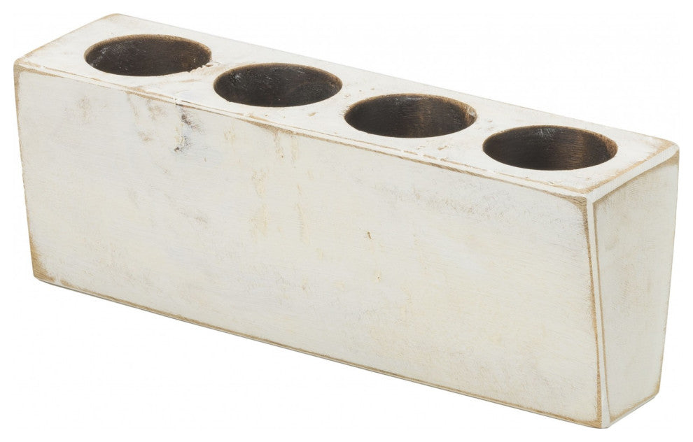 Distressed White 4 Hole Sugar Mold Candle Holder
