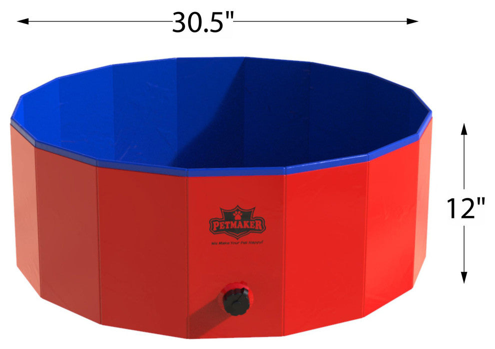 Pet Pool and Bathing Tub, Foldable with Carrying Bag Included 30x12
