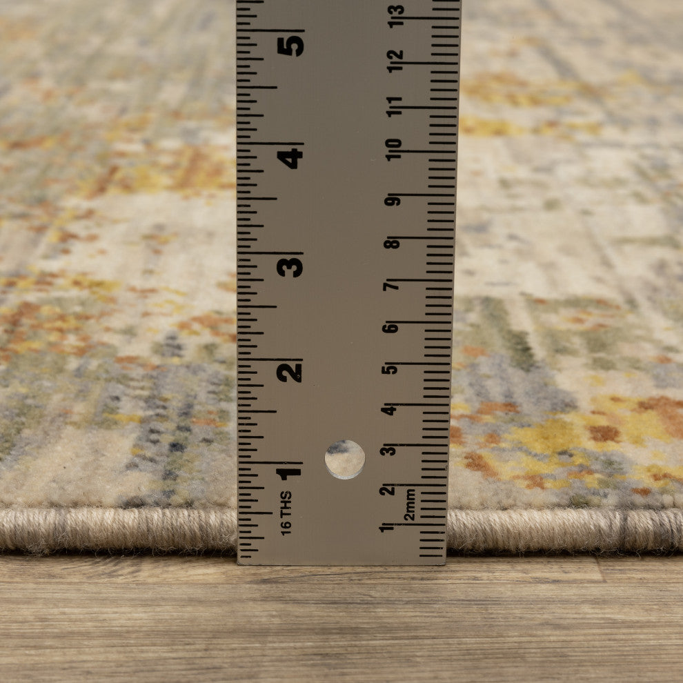 Saturn Mottled Abstract Beige/Gold Wool Blend Area Rug 7'10" x 10'10"