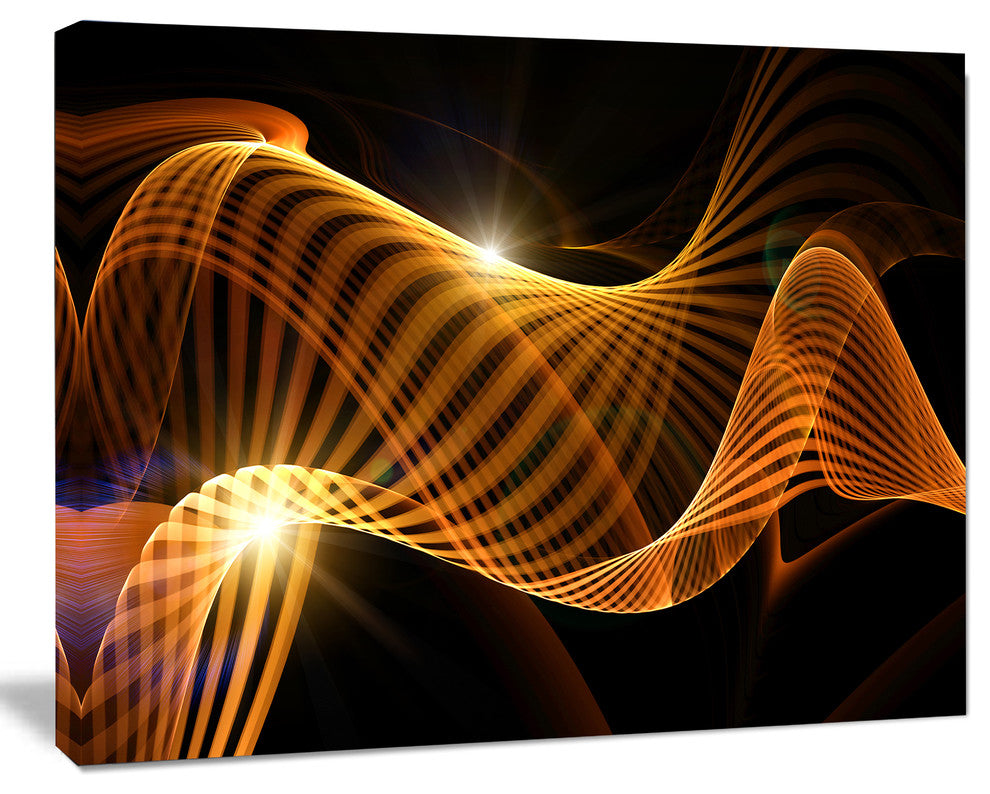 Yellow 3d Shaped Fractal Design, Contemporary Abstract Wall Art, 20"x12"