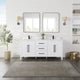 Laurel Bathroom Vanity with Calacatta White Quartz Stone Countertop, White, 72", With Mirror
