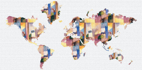Studio Map Mural, Macke Kourain, Wallpaper, 3 Panels, 124"x60"