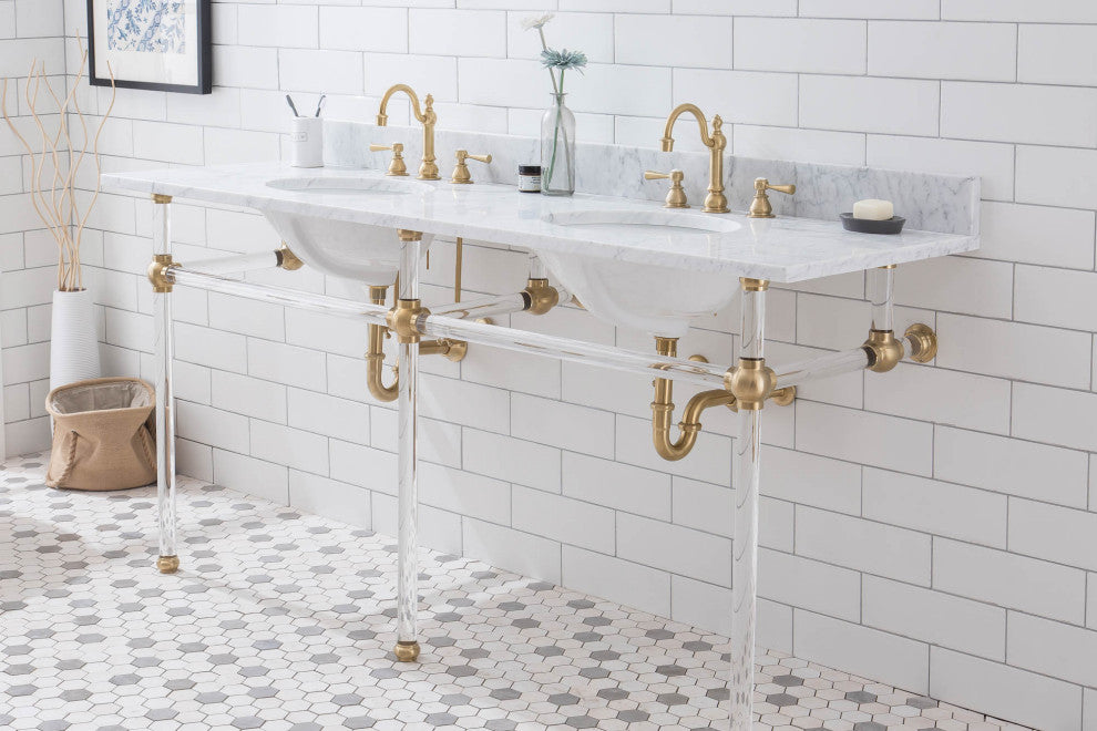 Empire 72" Wide Double Wash Stand, P-Trap, Countertop With Basin