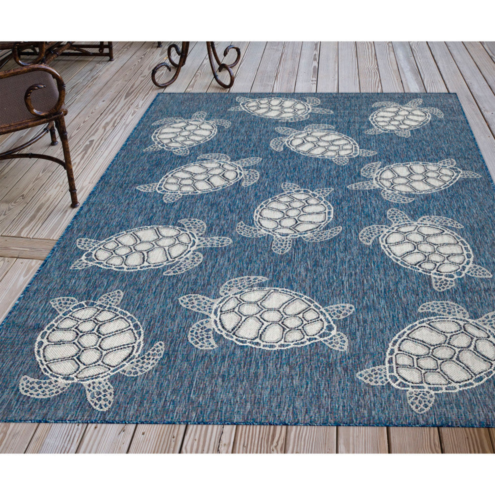Carmel Seaturtles Indoor/Outdoor Rug, Navy, 6'6"x9'3"