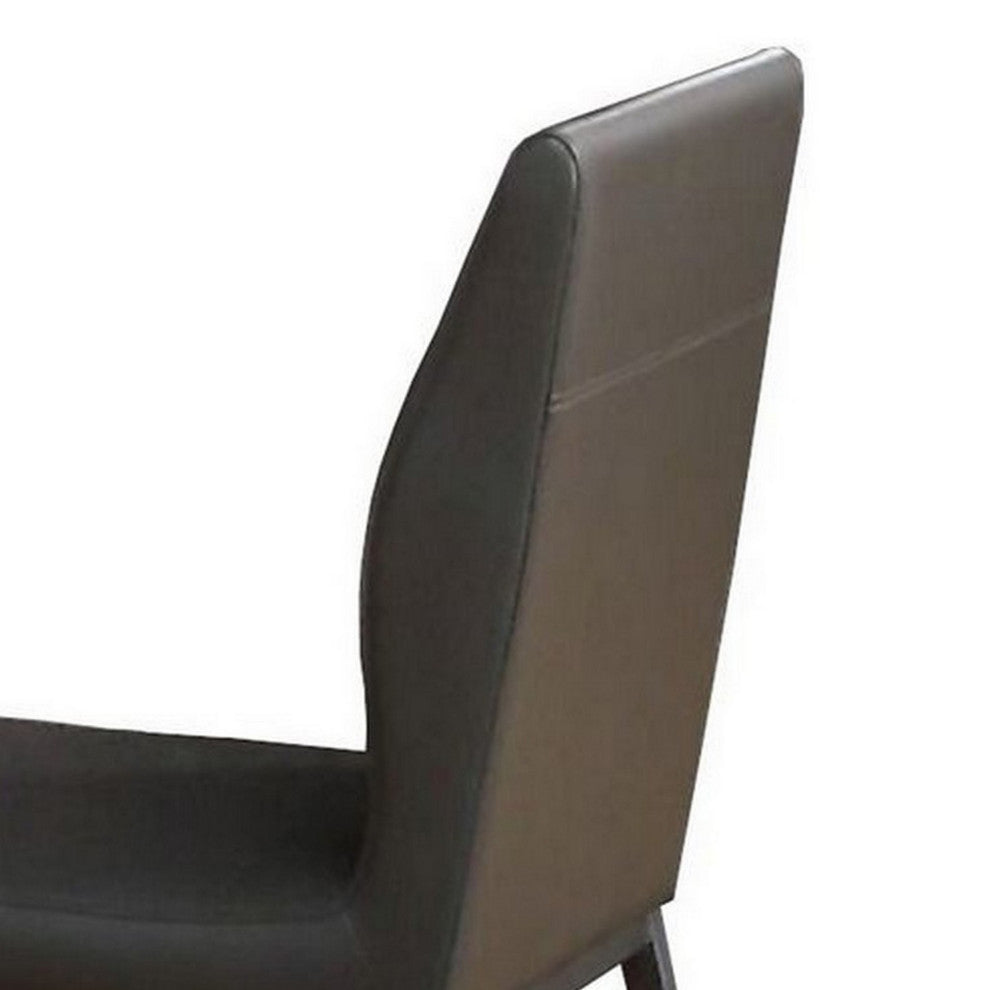 Benzara BM250230 Chair With Faux Leather and Sleek Metal Legs, Gray