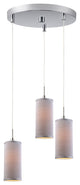 Woodbridge Lighting Sypta 3-Light Cluster Pendant, Satin Nickel, Gray