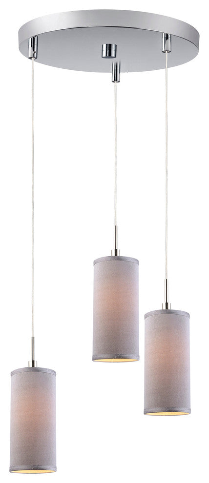 Woodbridge Lighting Sypta 3-Light Cluster Pendant, Satin Nickel, Gray