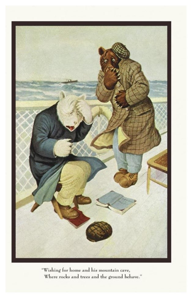 "Teddy Roosevelt's Bears: Teddy B and Teddy G Are Seasick" Paper Art, 22"x32"